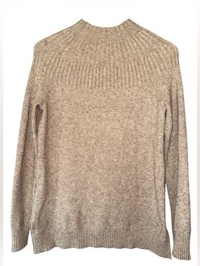 Anthropologie Ribbed Yoke Turtleneck Sweater - Beige Heather